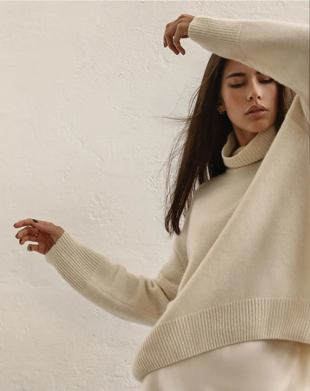 Splicing High Pile Collar Knit Sweater