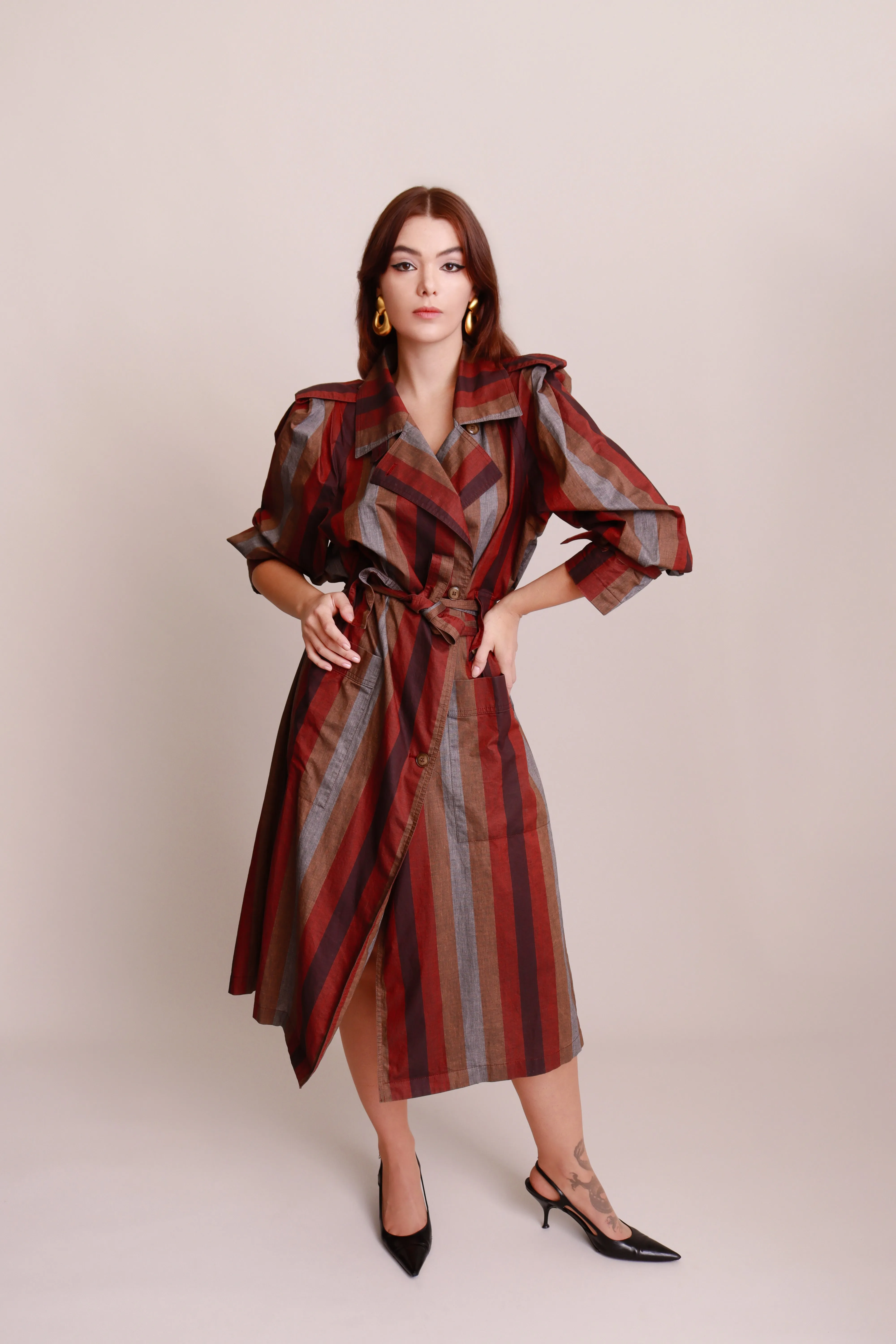 Striped Trench Coat