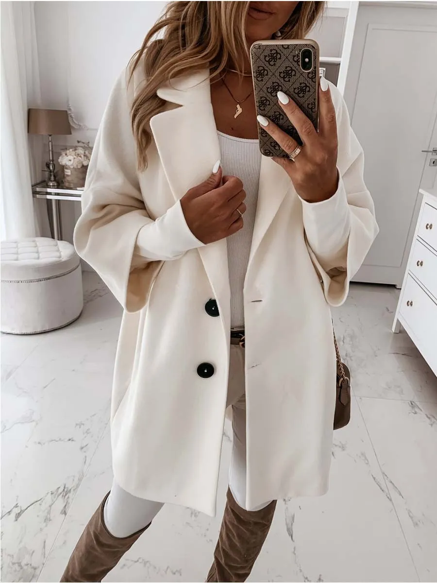 Stunncal 3/4 Sleeve Button Pocket Jacket