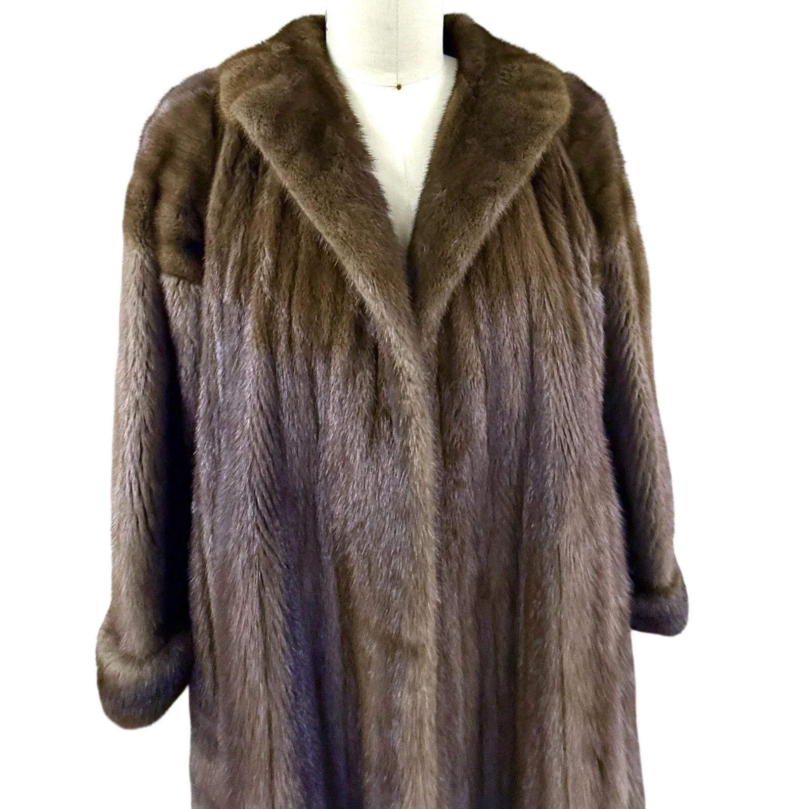 Stunning Alaskan Mink Fur Swing Coat  Hat Full Length L/XL David Green 90" Sweep