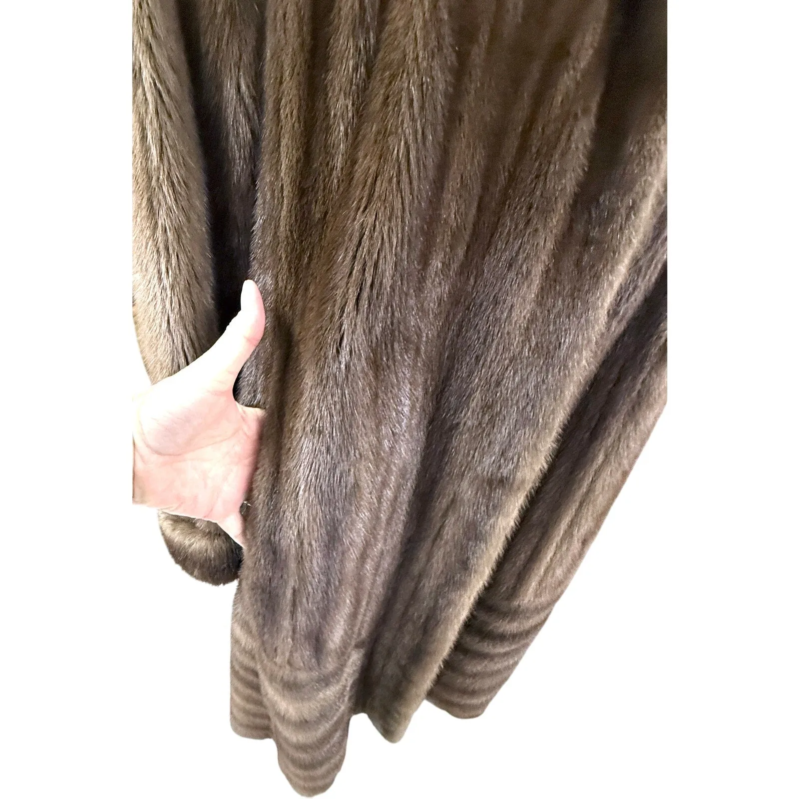 Stunning Alaskan Mink Fur Swing Coat  Hat Full Length L/XL David Green 90" Sweep