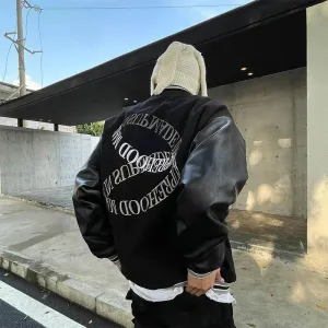 Text Print Baseball Jacket