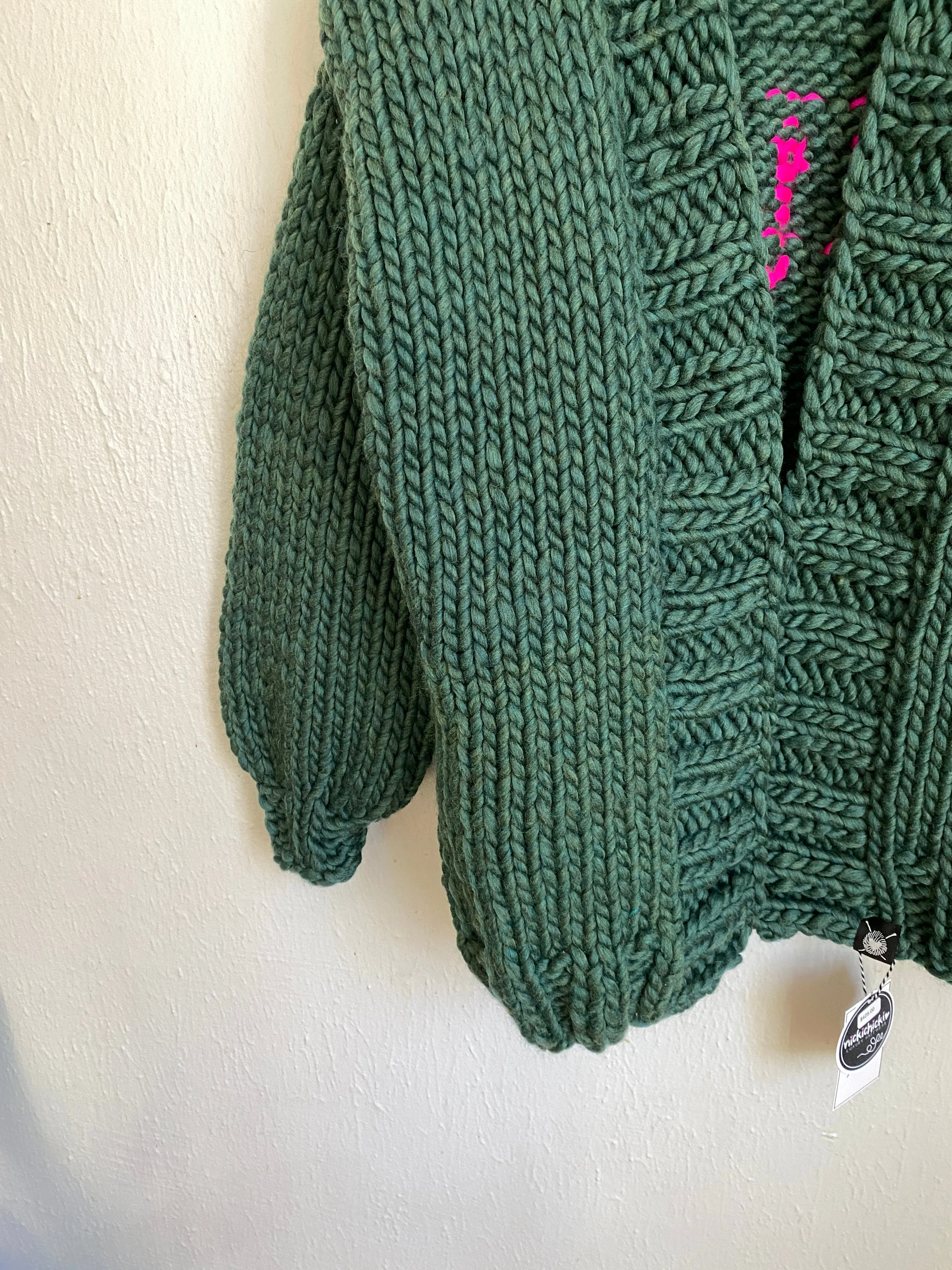 The Weirdo Cardigan Sweater in Enchanted Forest   Neon Pink