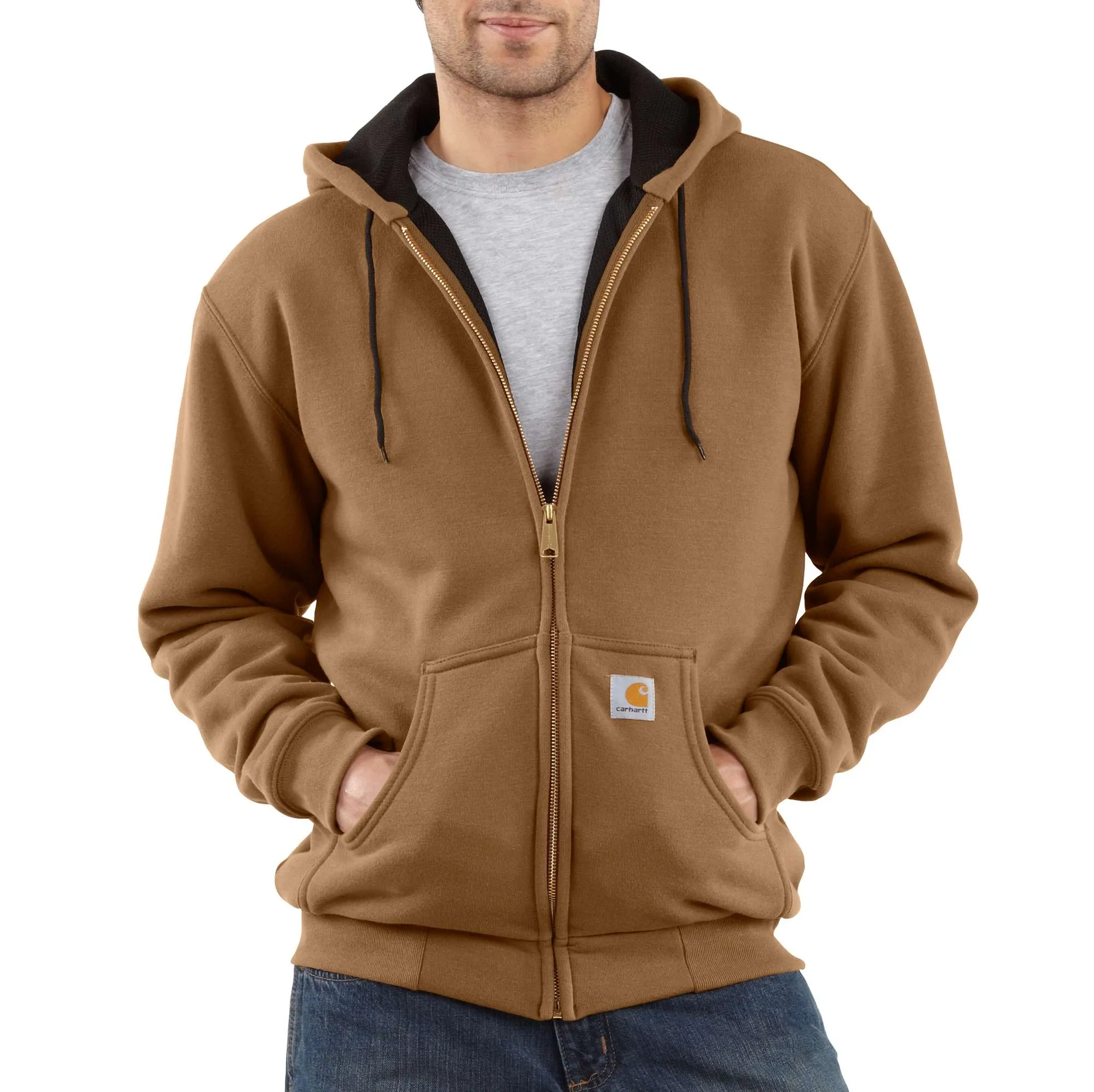 Thermal-Lined Hooded Zip-Front Sweatshirt