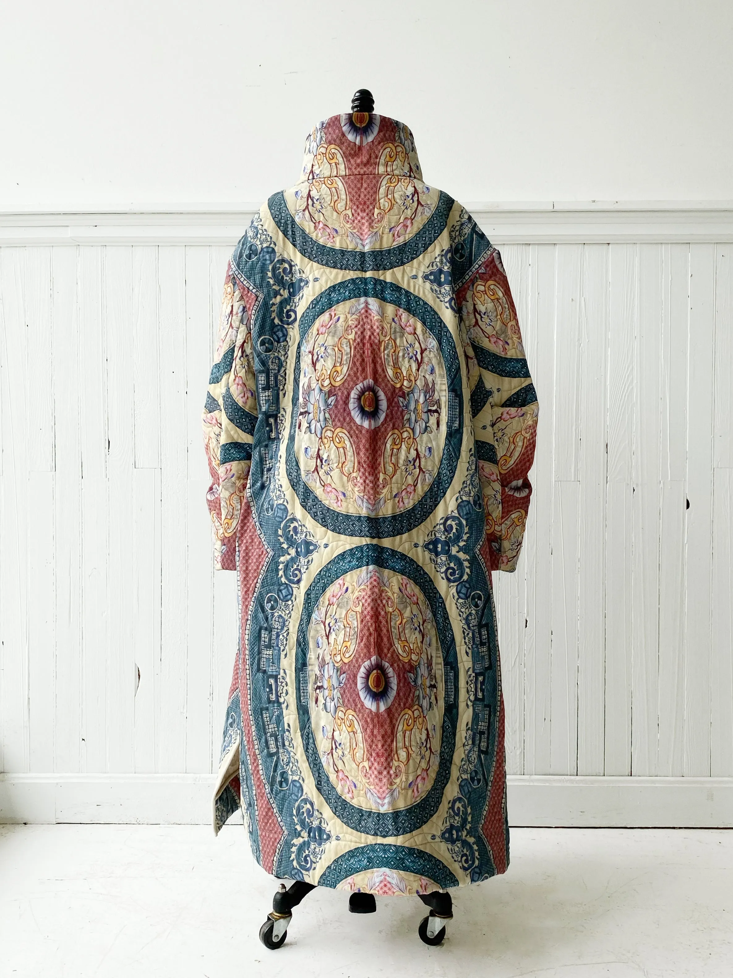 transferware quilted cotton twill coat