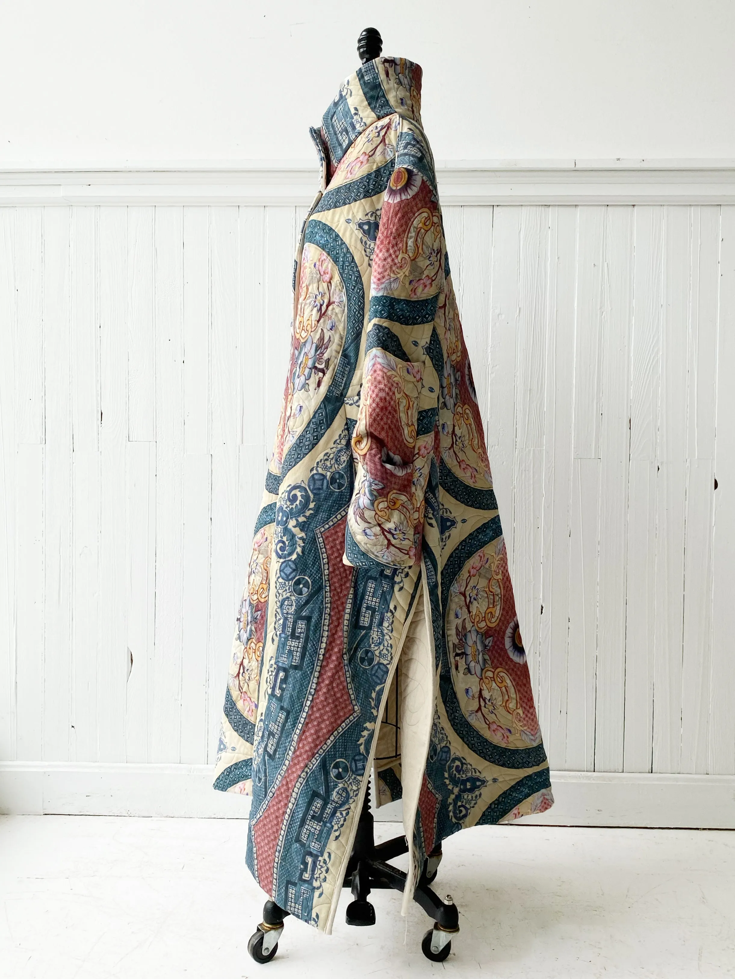 transferware quilted cotton twill coat