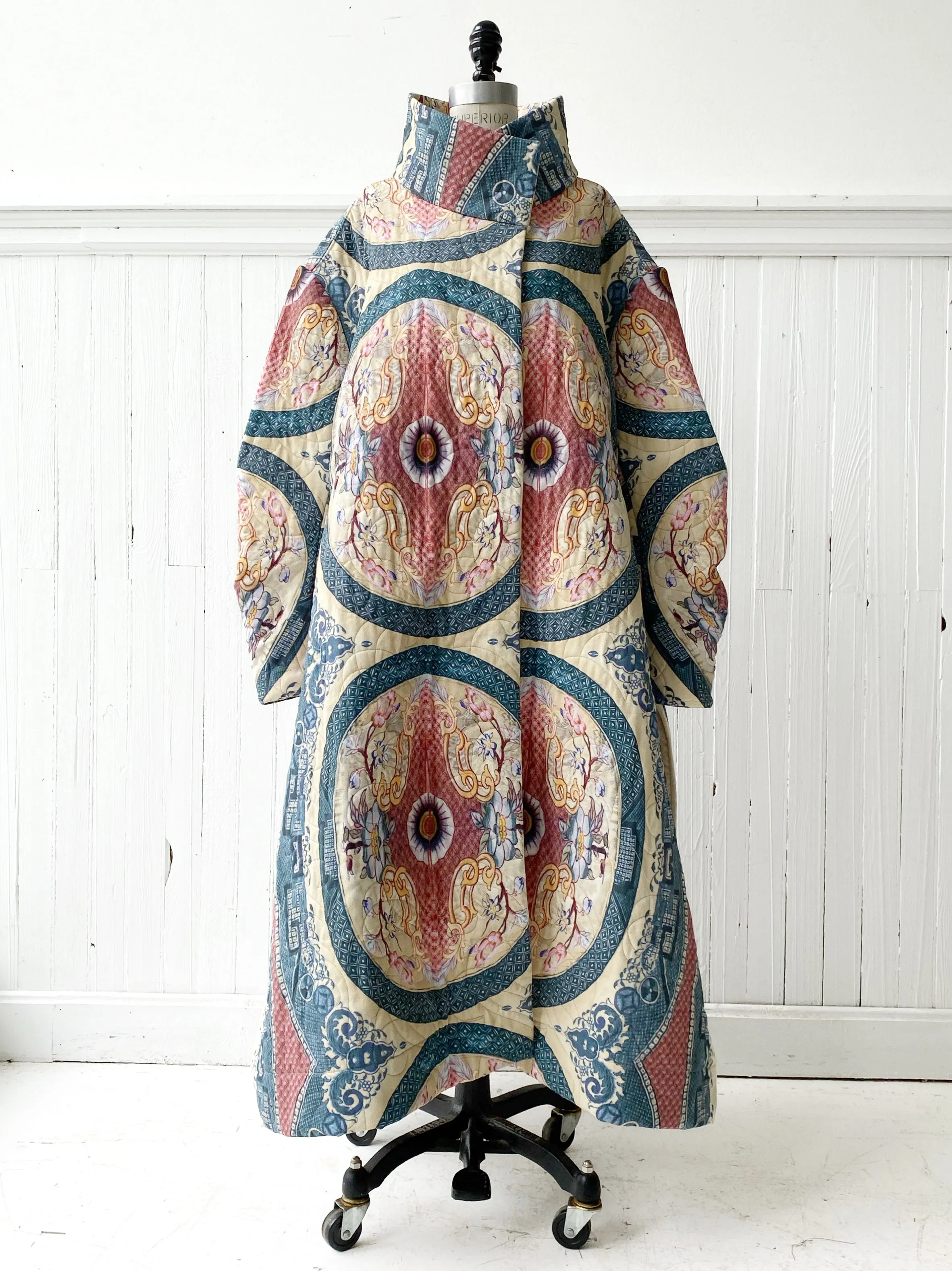 transferware quilted cotton twill coat