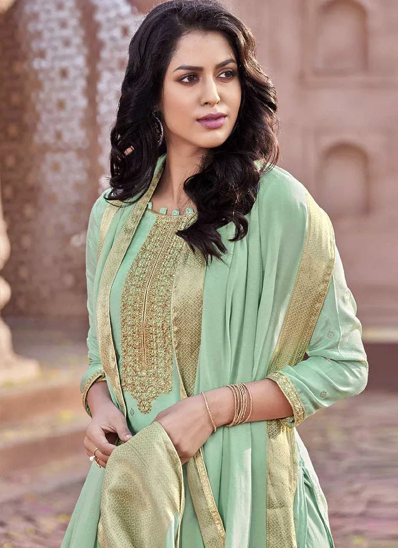 Turquoise Designer Embroidered Salwar Kameez