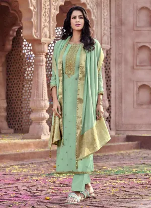 Turquoise Designer Embroidered Salwar Kameez