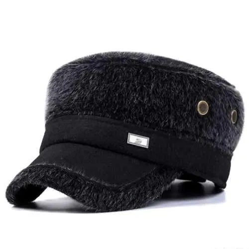 Unisex Imitation Mink Fur Earflap Ear Muffs Baseball Cap Adjustable Faux Fur Outdoor Military Hat