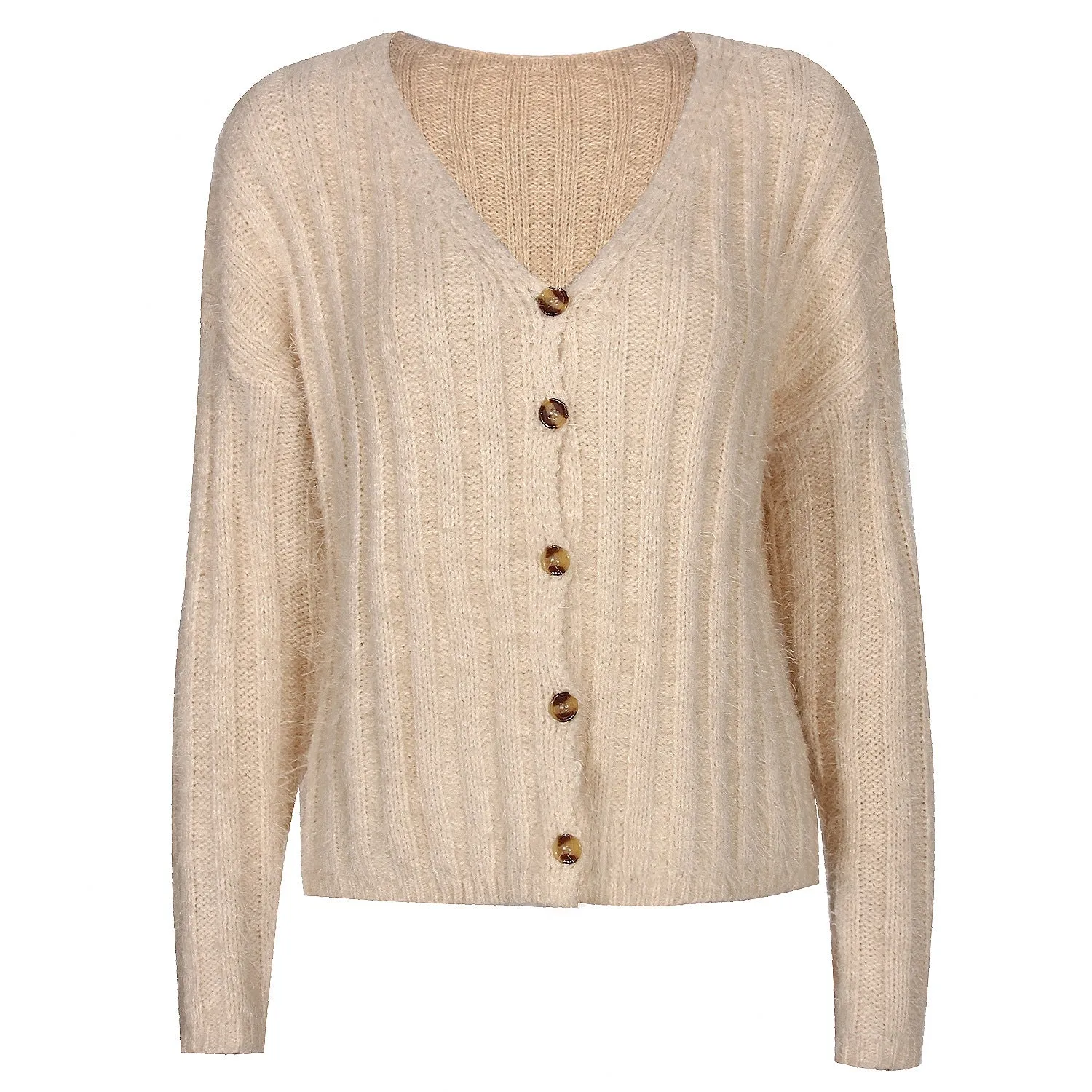 V-neck Single-breasted Knit Sweaters Cardigans