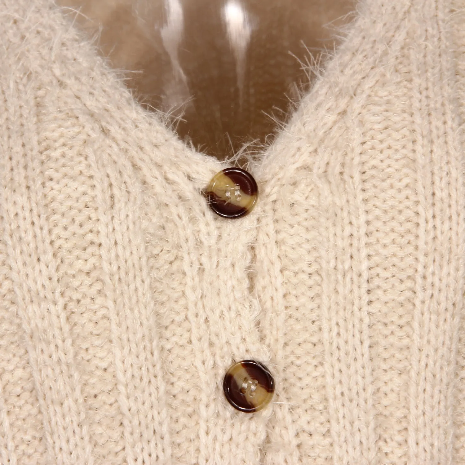 V-neck Single-breasted Knit Sweaters Cardigans