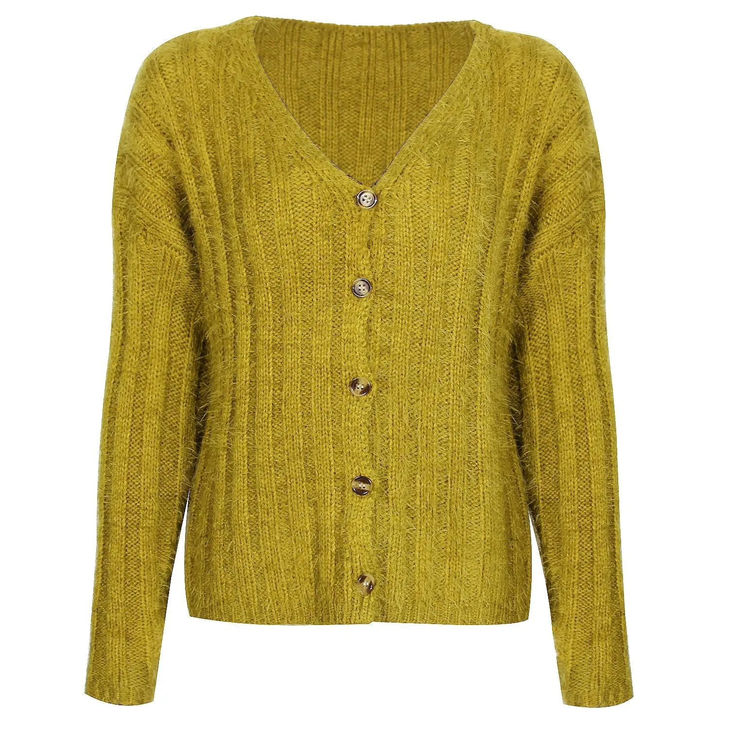 V-neck Single-breasted Knit Sweaters Cardigans