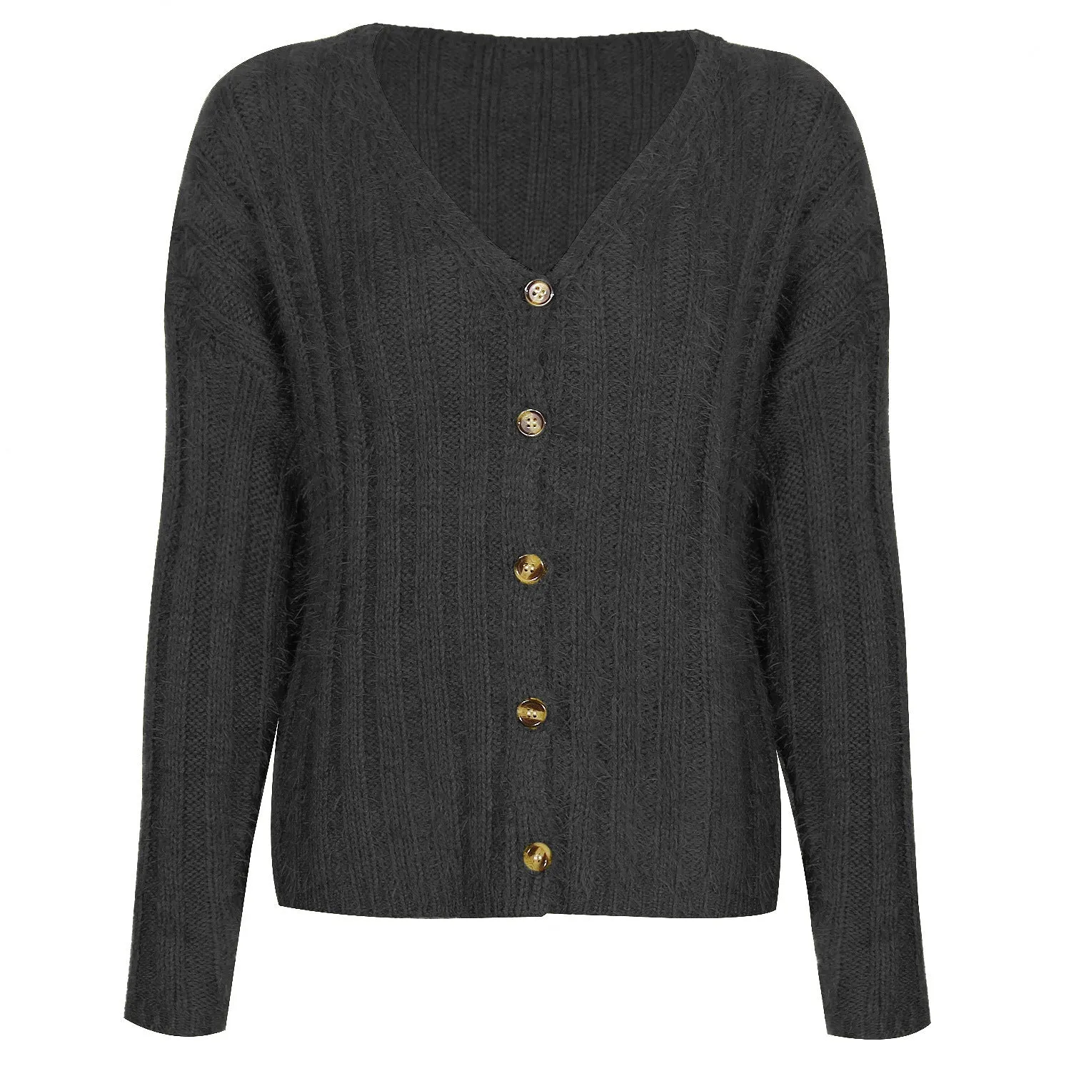 V-neck Single-breasted Knit Sweaters Cardigans