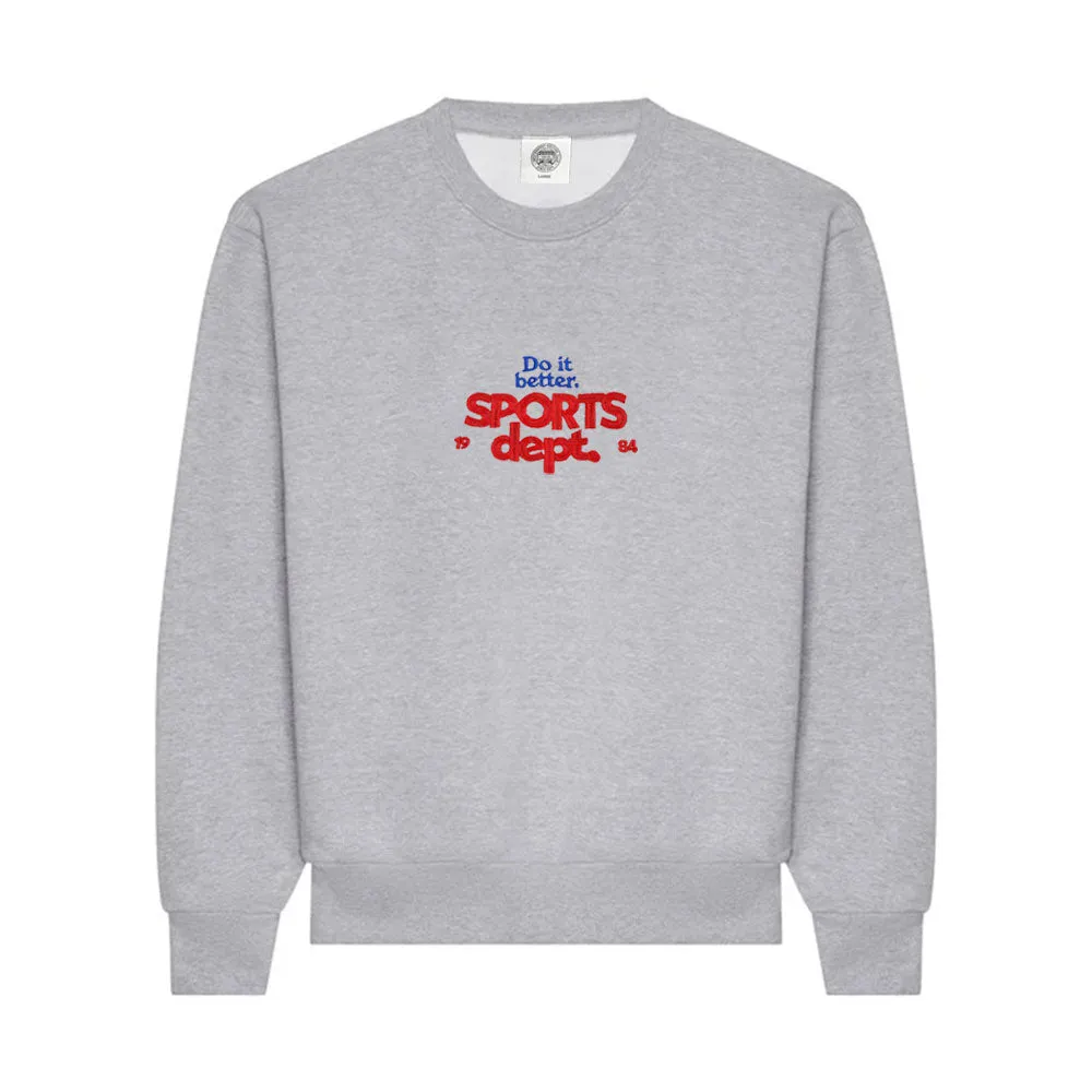 Vice 84 'Sports Dept' Heavyweight Embroidered Sweater - Ash