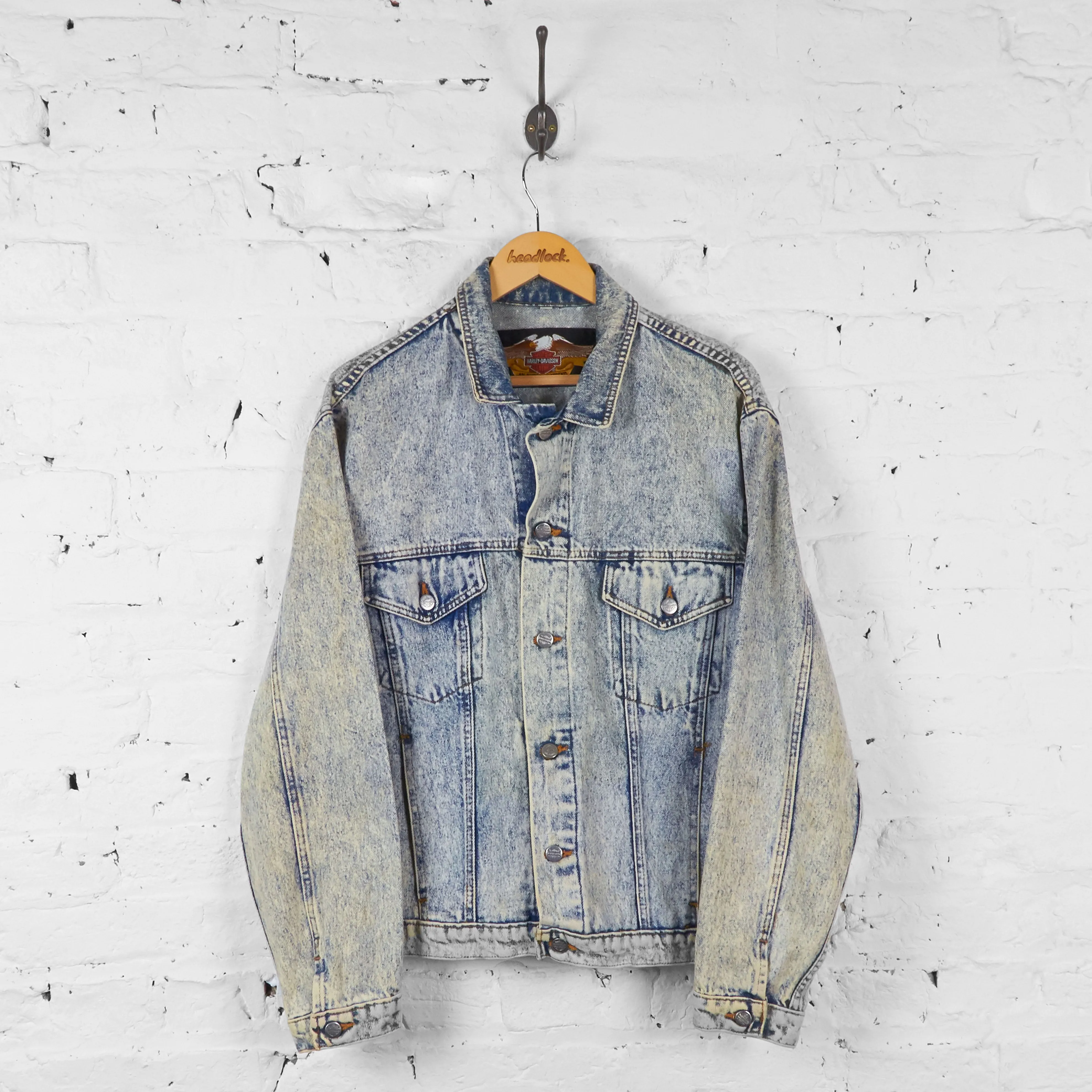 Vintage Harley Davidson Denim Jacket - Blue - M