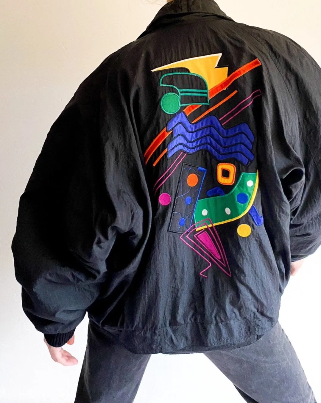 Vintage Laurel by Escada Embroidered Black Puffer Jacket