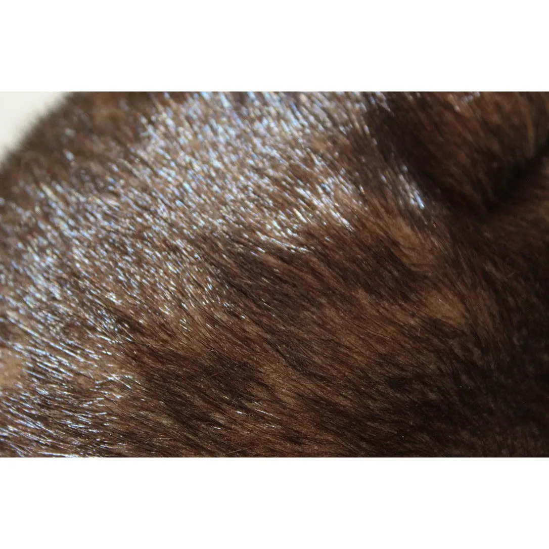 Vintage Mink Fur Hat Dark Brown Amrose New York 21 3/4" Cool Shape Near Mint 1960s