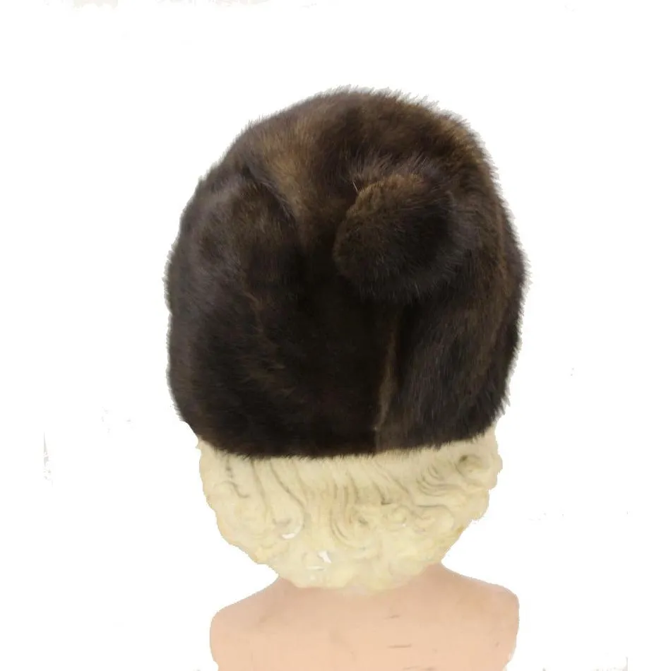 Vintage Mink Fur Hat Dark Brown Amrose New York 21 3/4" Cool Shape Near Mint 1960s
