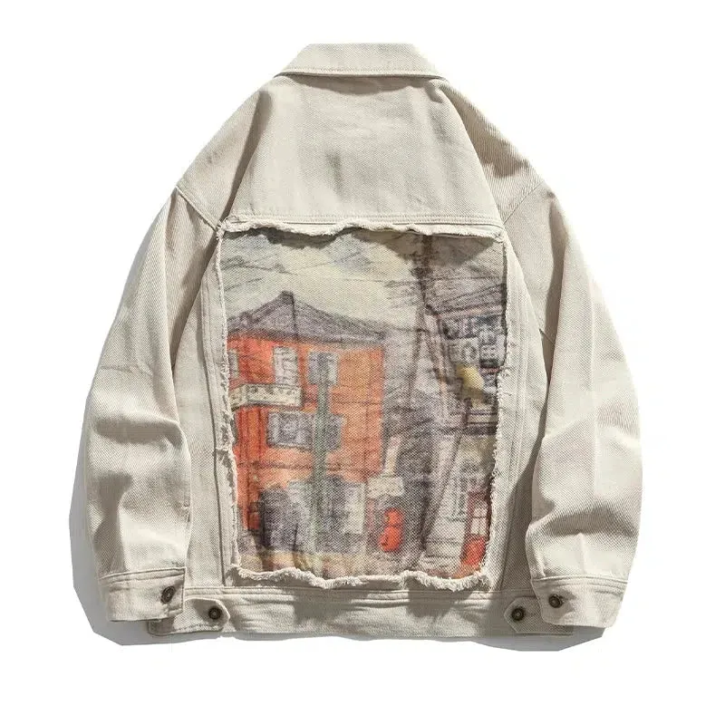 Vintage Patch Print Jacket