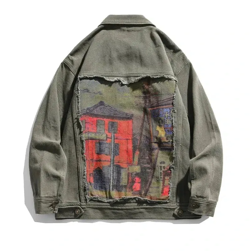 Vintage Patch Print Jacket