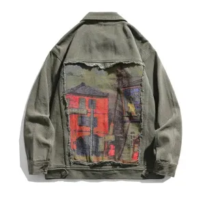 Vintage Patch Print Jacket