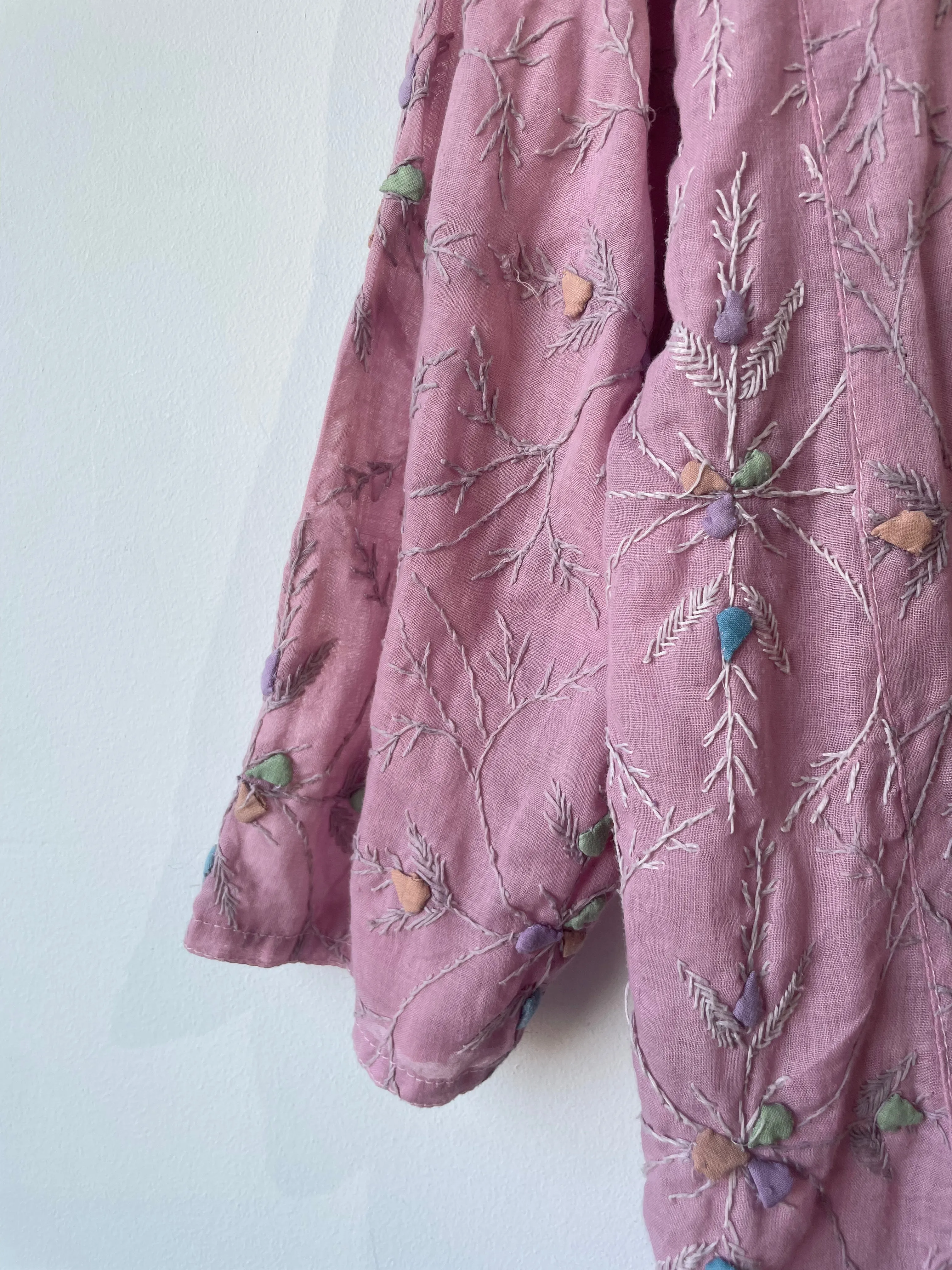 Vintage Pink Floral Embroidery Dress