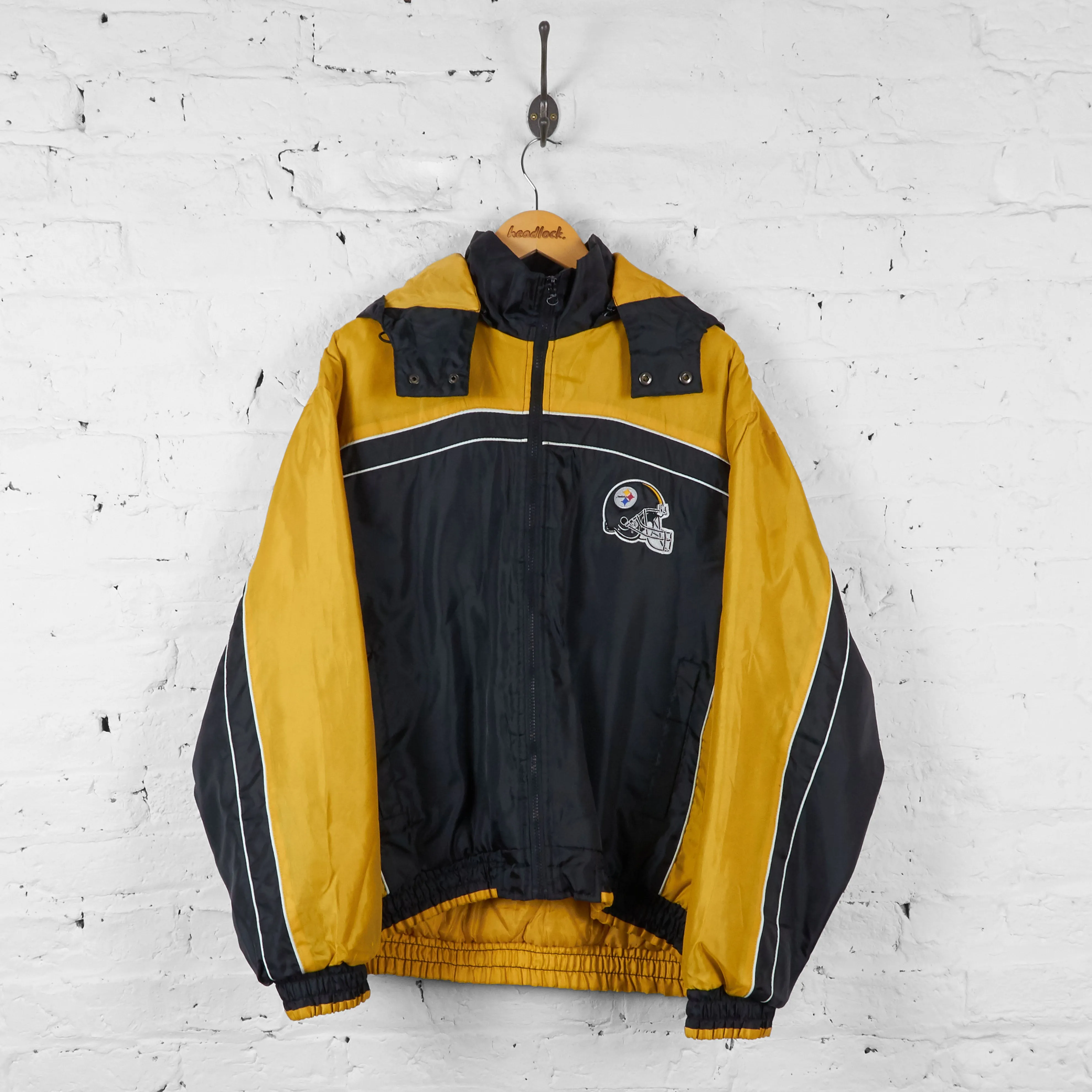 Vintage Steelers NFL Padded Jacket - Black/Yellow - XL