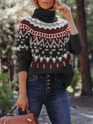 Vintage Striped Patchwork Halloween Lady Knit Sweaters