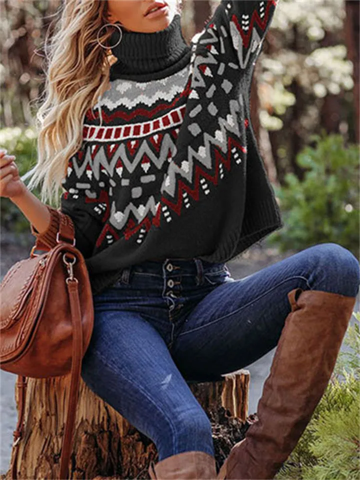 Vintage Striped Patchwork Halloween Lady Knit Sweaters