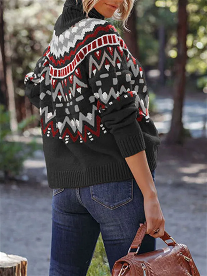 Vintage Striped Patchwork Halloween Lady Knit Sweaters