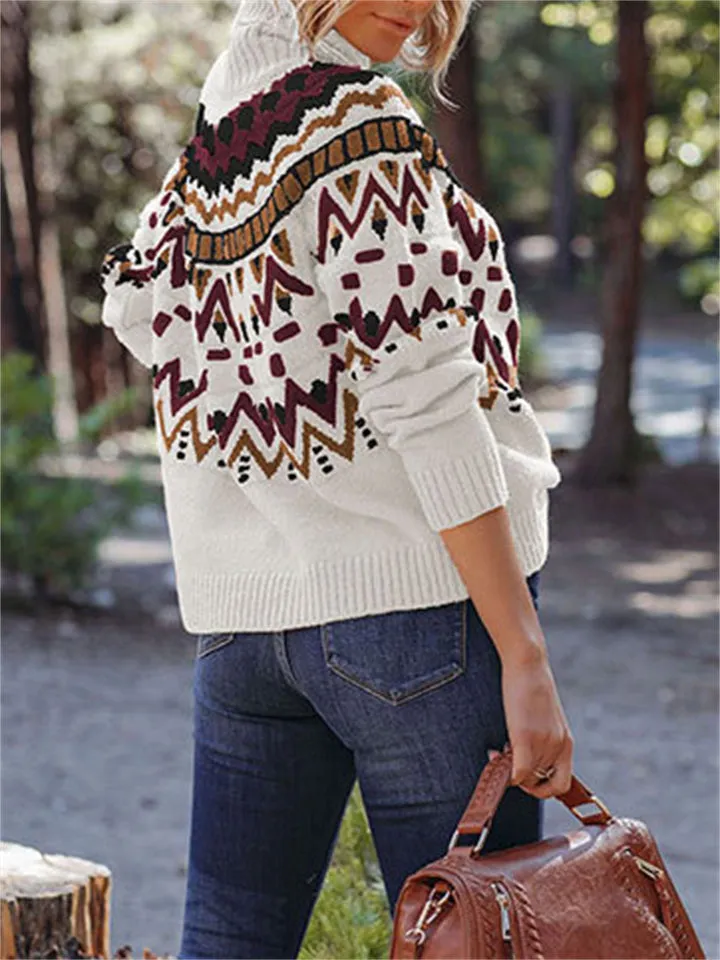 Vintage Striped Patchwork Halloween Lady Knit Sweaters