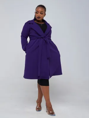 Vivo Hema Long Sleeve Trench Collar A-line Coat - Purple