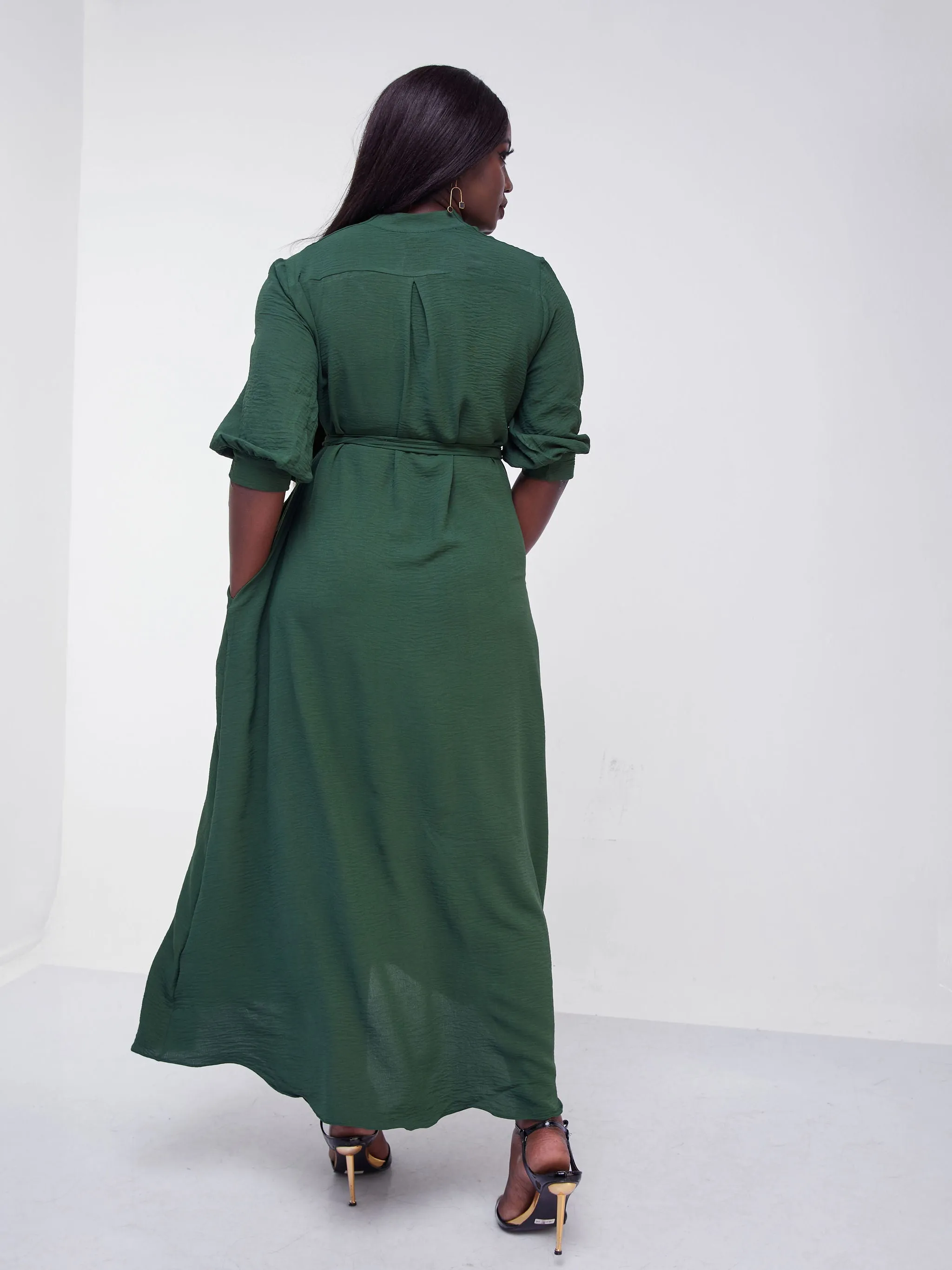 Vivo Jema V-Neck Maxi Dress - Olive Green