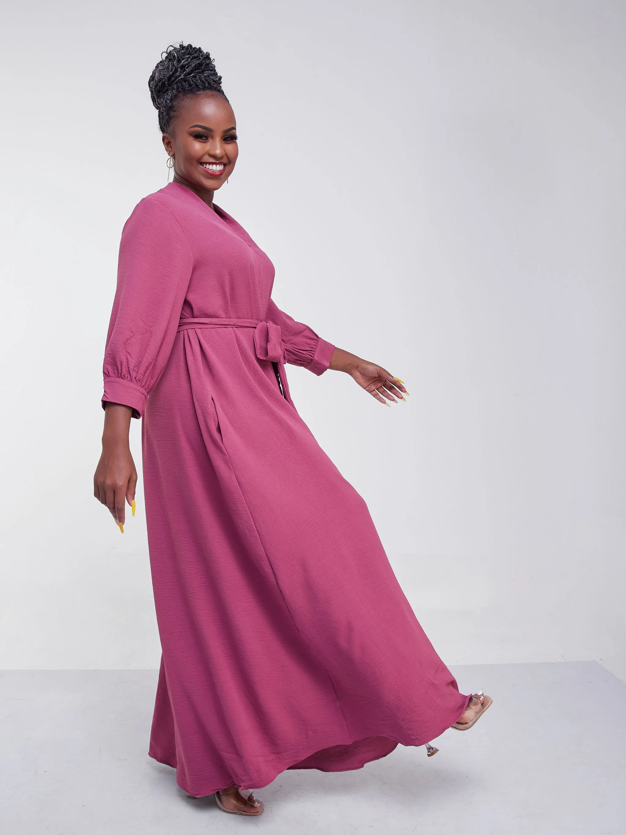 Vivo Jema V-Neck Maxi Dress - Peach