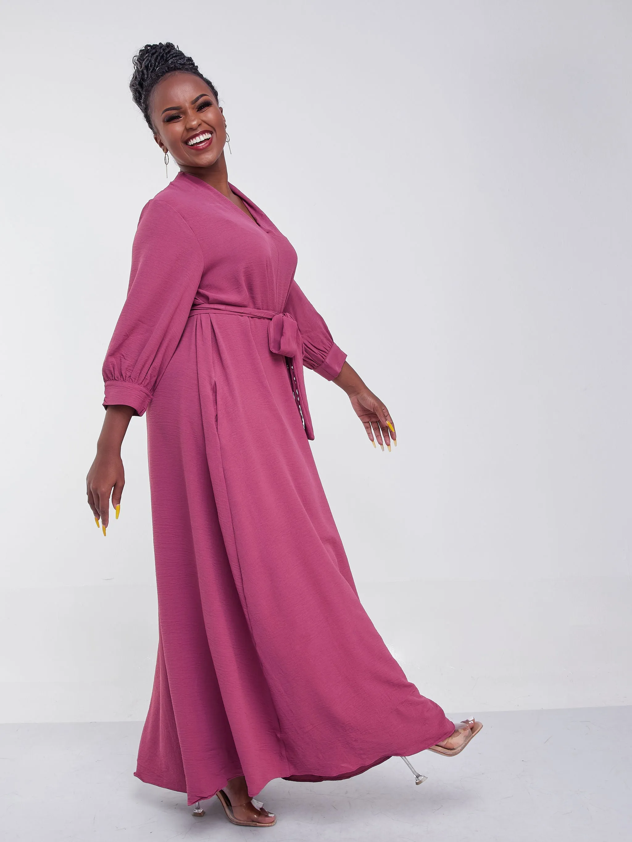 Vivo Jema V-Neck Maxi Dress - Peach