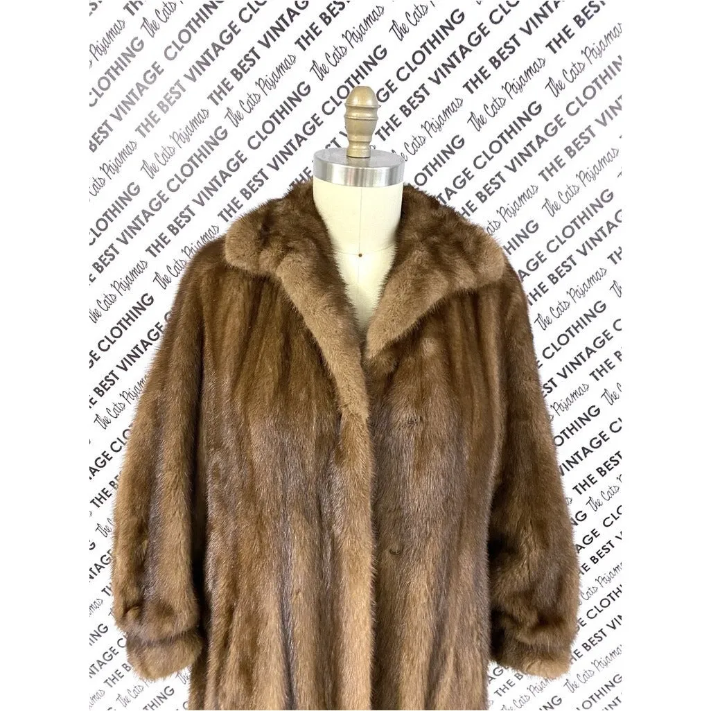 VTG Pierre Cardon Saga Mink  Fur Coat   Matching Hat Womens M/L/XL Gorgeous Mid Calf 1950s