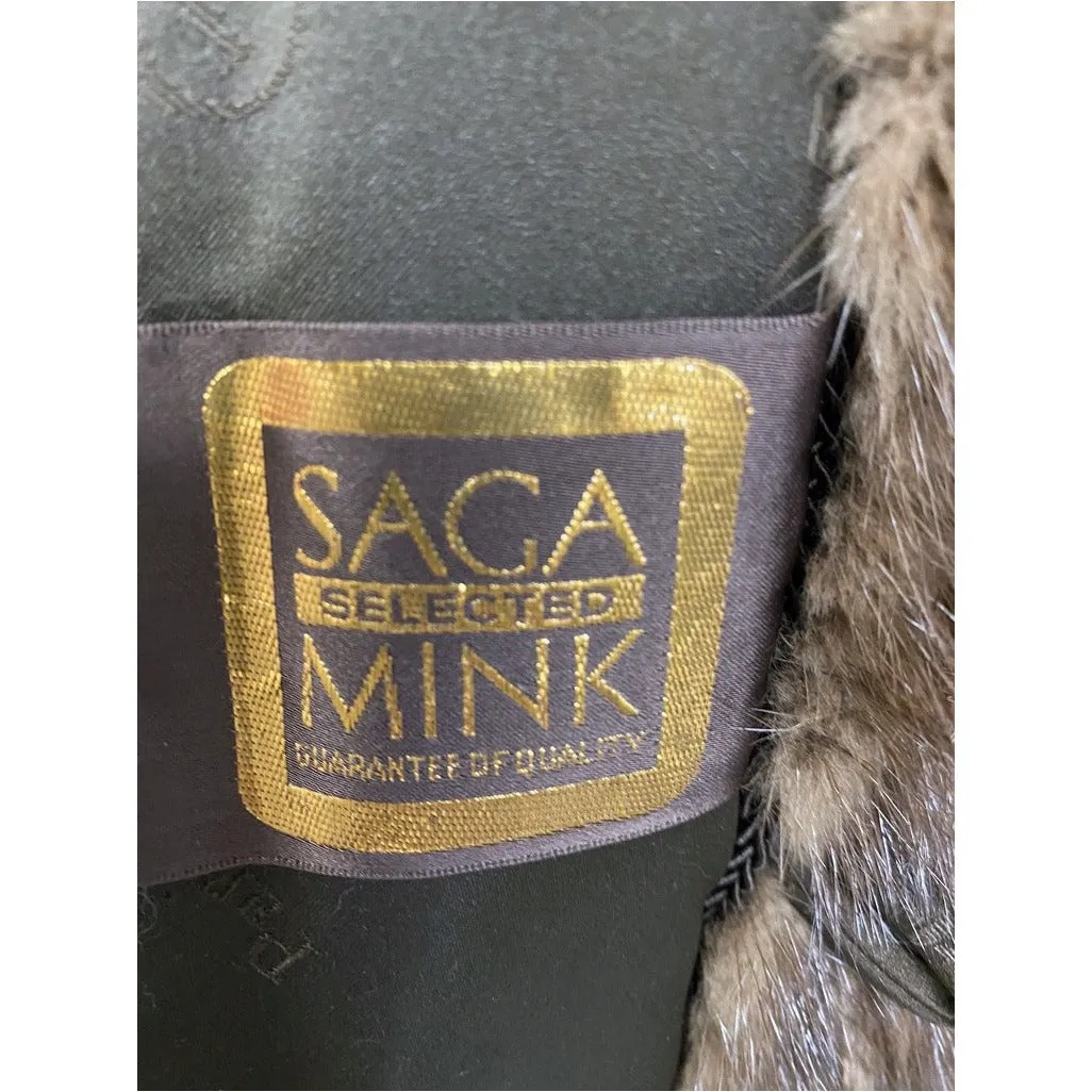 VTG Pierre Cardon Saga Mink  Fur Coat   Matching Hat Womens M/L/XL Gorgeous Mid Calf 1950s