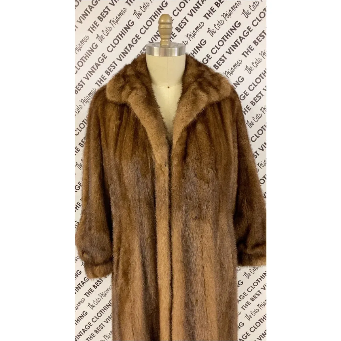 VTG Pierre Cardon Saga Mink  Fur Coat   Matching Hat Womens M/L/XL Gorgeous Mid Calf 1950s