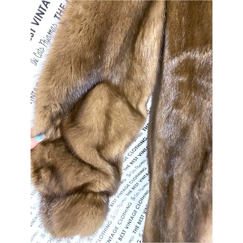 VTG Pierre Cardon Saga Mink  Fur Coat   Matching Hat Womens M/L/XL Gorgeous Mid Calf 1950s