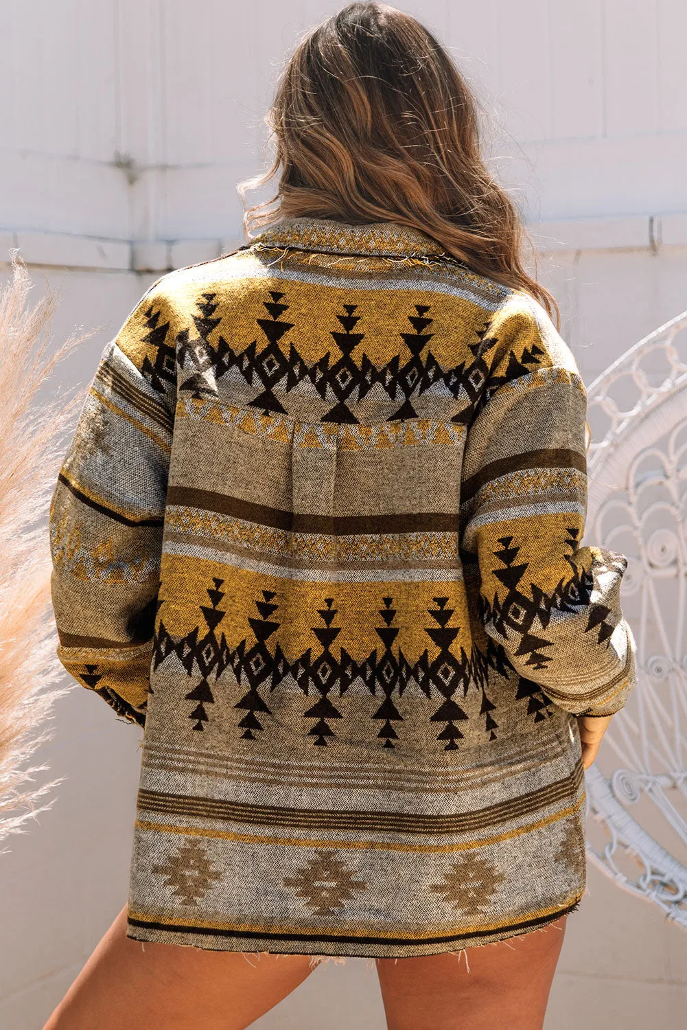 Western Aztec Print Jacket Shacket