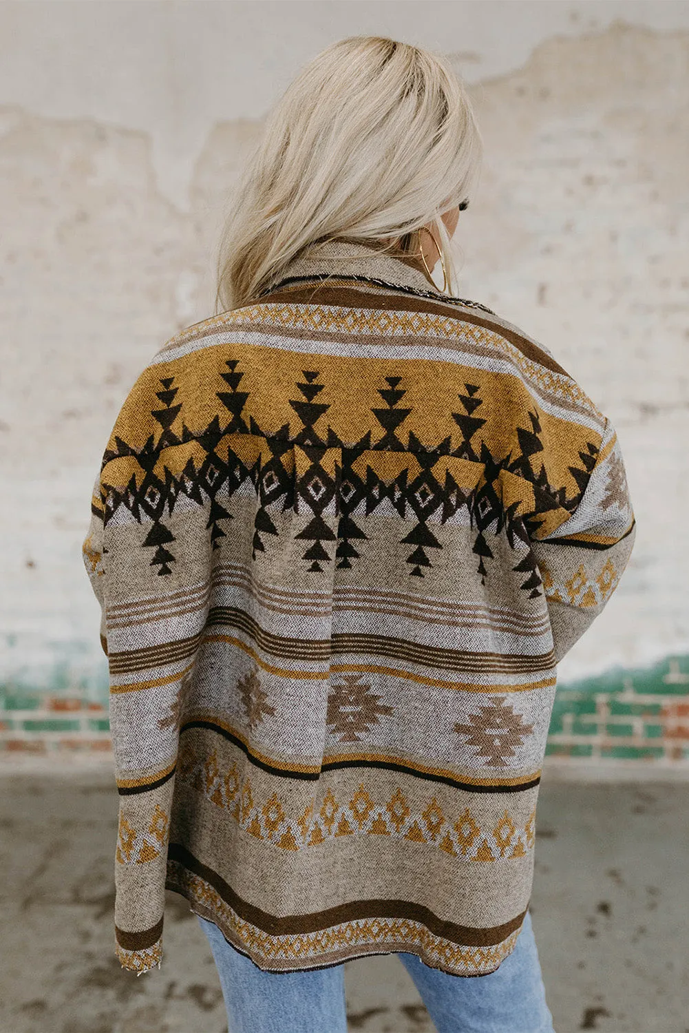Western Aztec Print Jacket Shacket