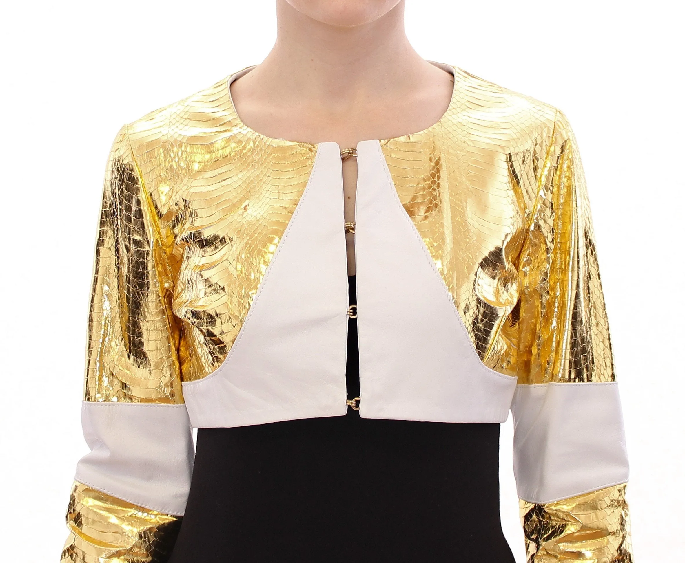 White Gold Metallic Leather Jacket