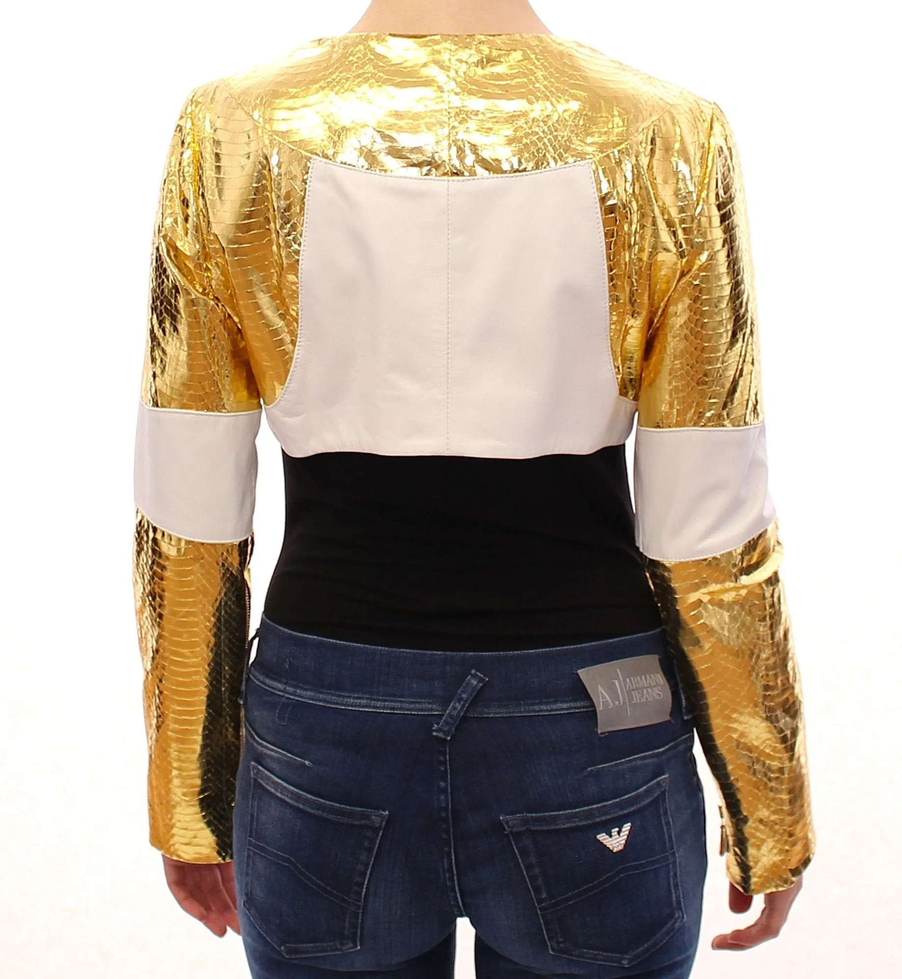 White Gold Metallic Leather Jacket