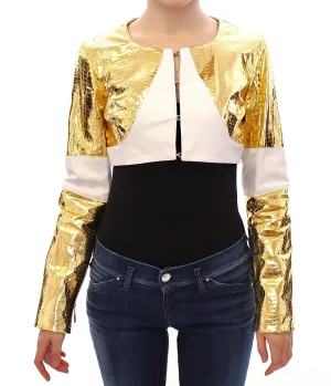 White Gold Metallic Leather Jacket