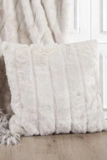 White Mink Throw Pillow - 22" x 22"