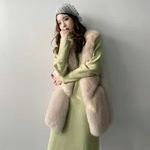 Winter Luxury Real Fur Gilets Women Fox Vests Stylish Design Waistcoats