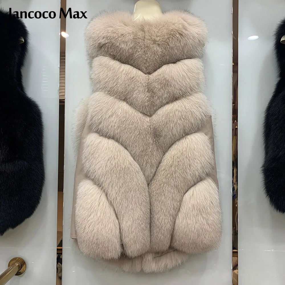 Winter Luxury Real Fur Gilets Women Fox Vests Stylish Design Waistcoats