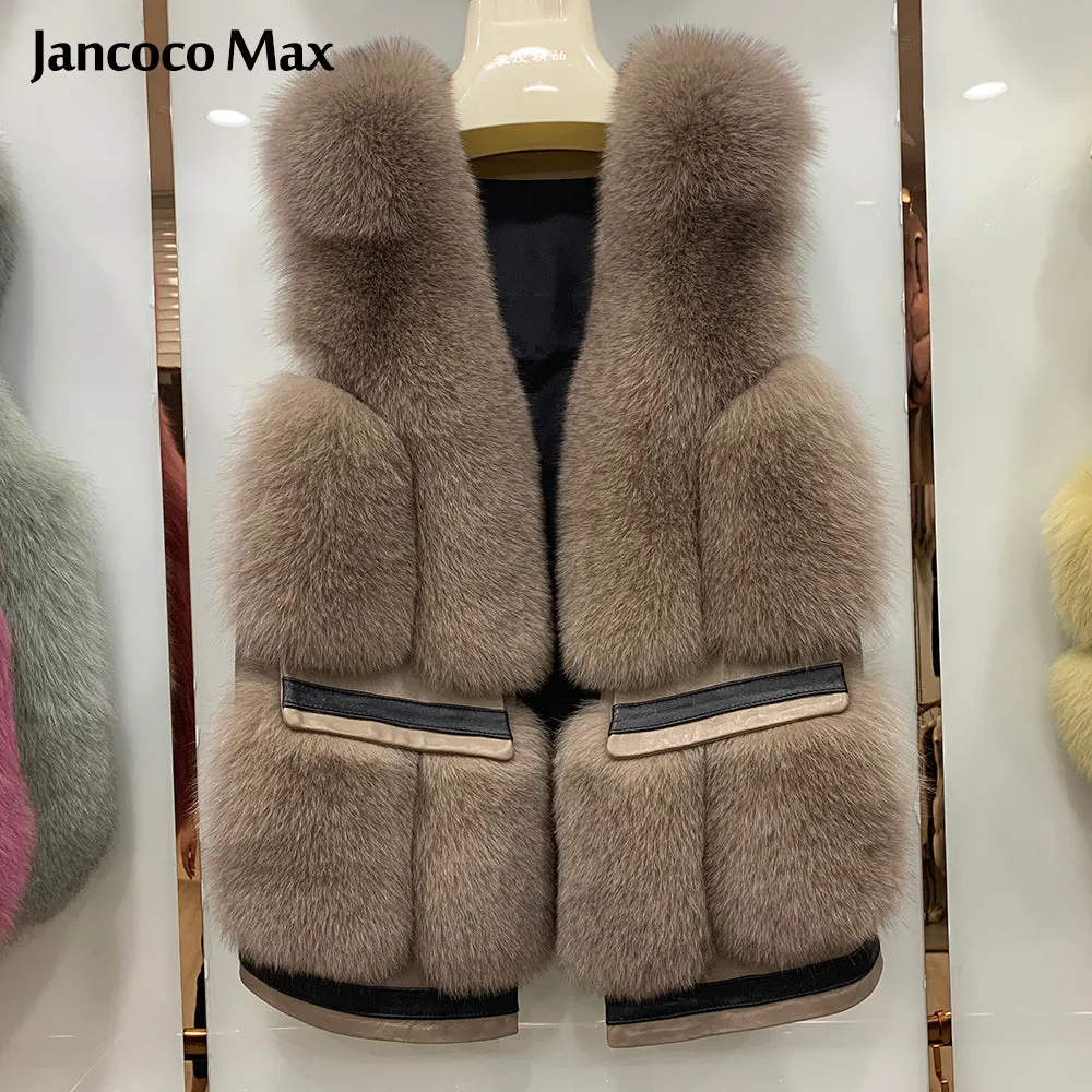 Winter Women Luxury Real Fox Fur Gilets Thick Warm Fluffy Fur Vest