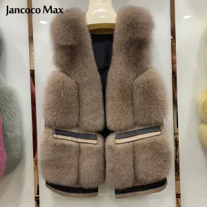Winter Women Luxury Real Fox Fur Gilets Thick Warm Fluffy Fur Vest